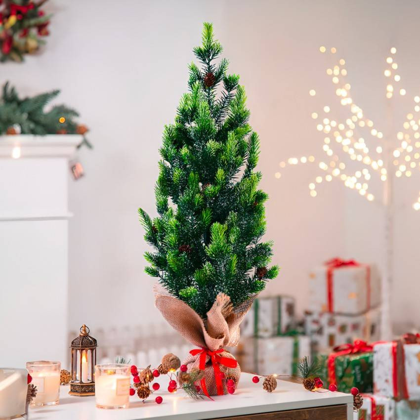 Albero di natale artificiale di 50 cm con pigne effetto neve Karlstad