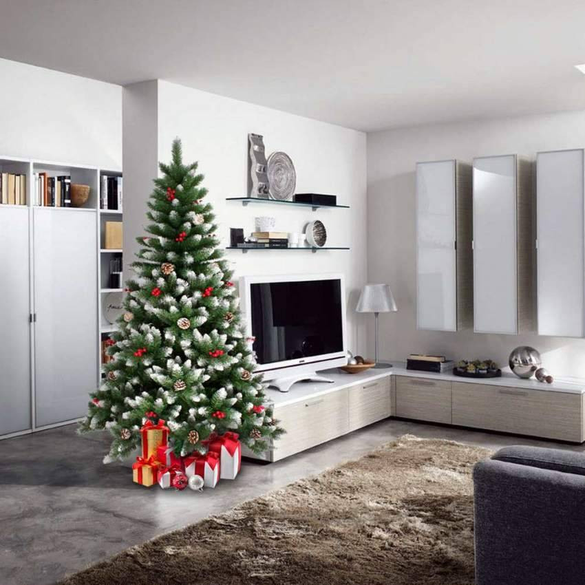 Albero di natale artificiale ecologico 210 cm decorazioni Luleå
