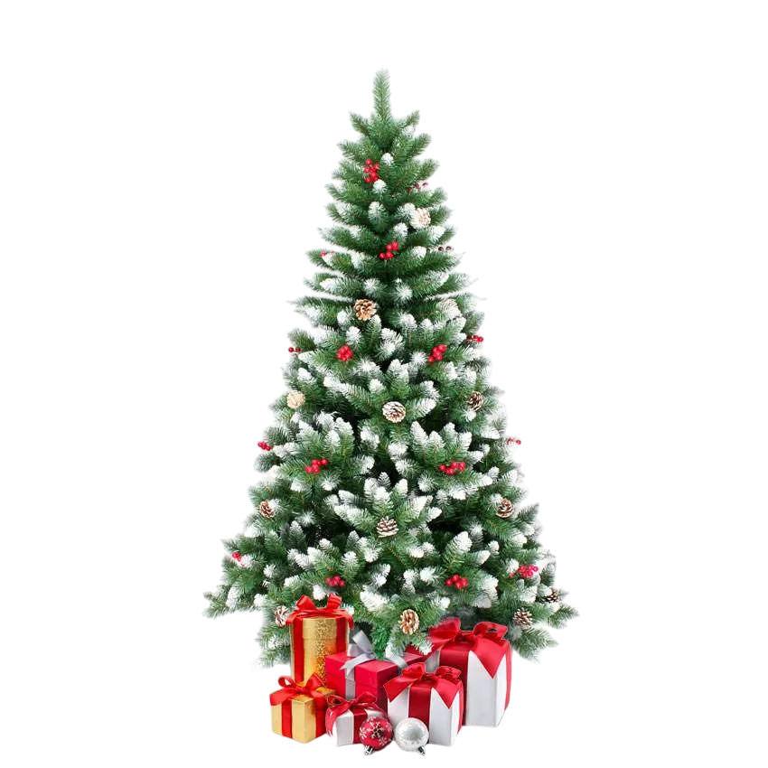 Albero di Natale artificiale 180 cm con decorazioni e base Stoccolma