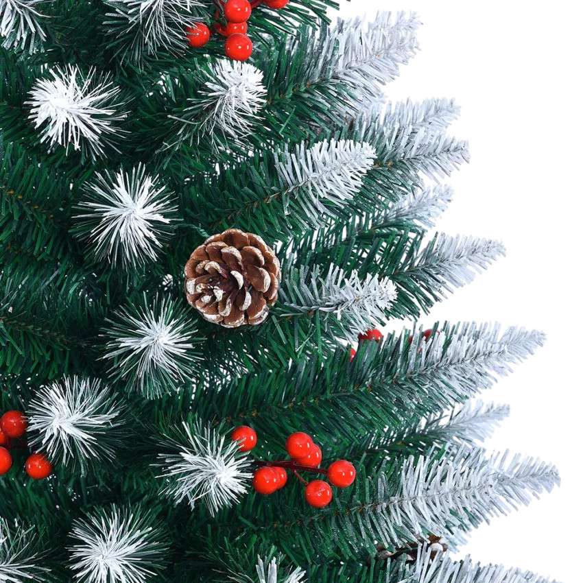 Albero di Natale artificiale 180 cm con decorazioni e base Stoccolma