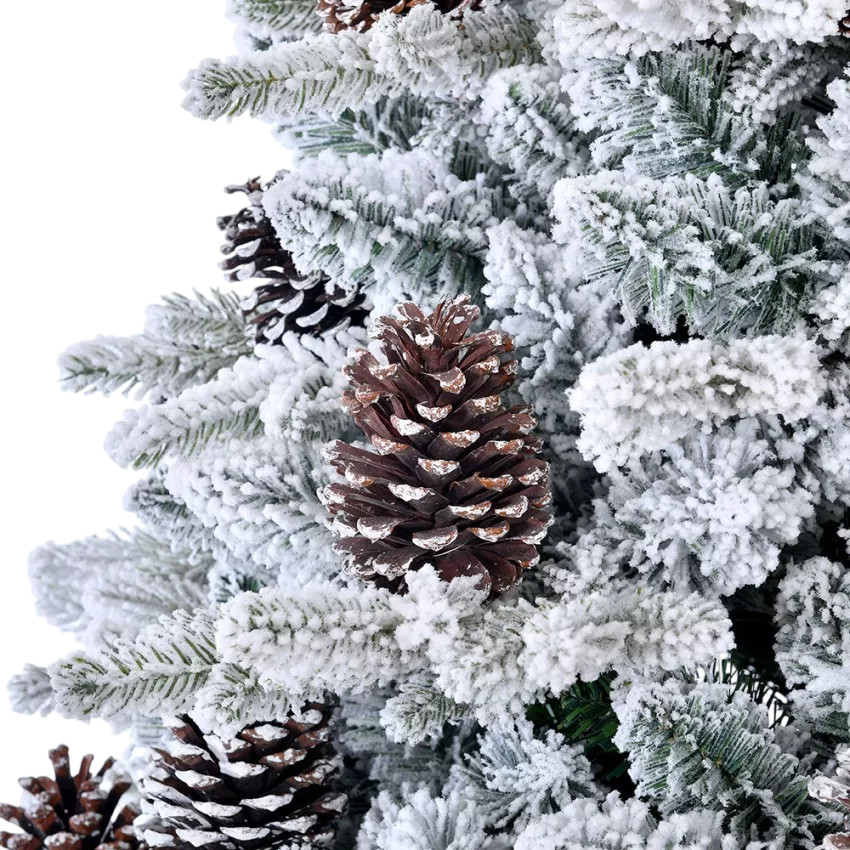 Albero di natale artificiale di 210 cm con neve e pigne Täby