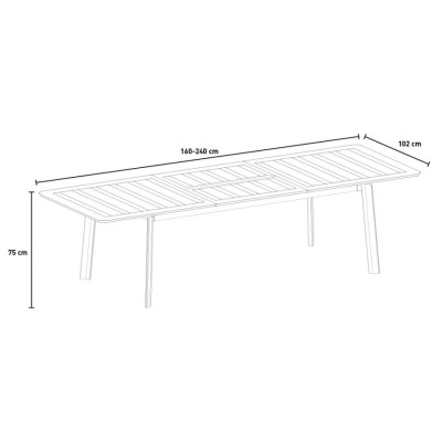 Tavolo da giardino allungabile 160-240x102 cm in alluminio Extend