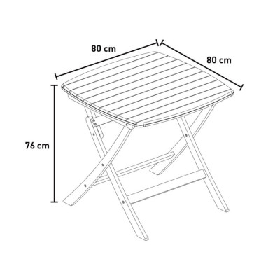 Tavolo pieghevole da giardino per esterno in legno quadrato 80x80 cm Foldwood