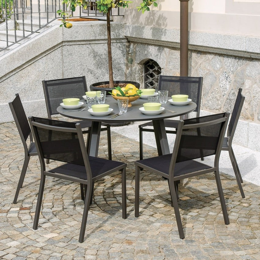 Tavolo da giardino rotondo Ø 120 cm design moderno antracite Roundy