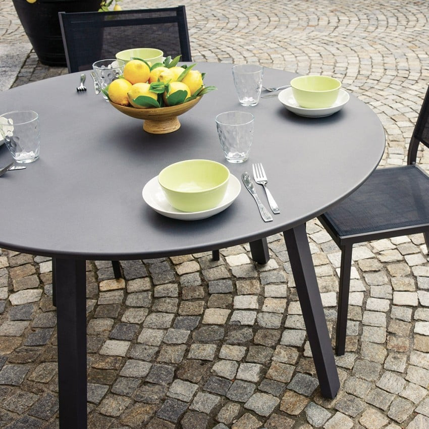 Tavolo da giardino rotondo Ø 120 cm design moderno antracite Roundy