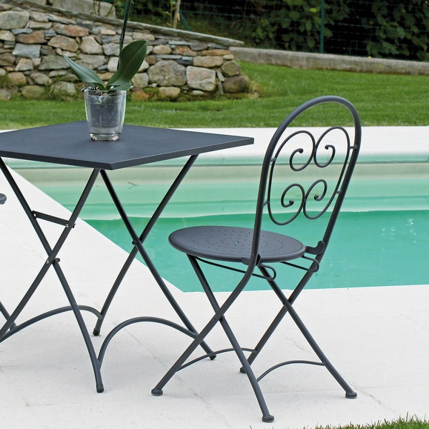 Set di 2 sedie pieghevoli in ferro per giardino stile bistrot Bistro