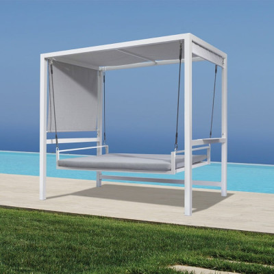 Dondolo da giardino 3 posti con baldacchino in alluminio SkySwing