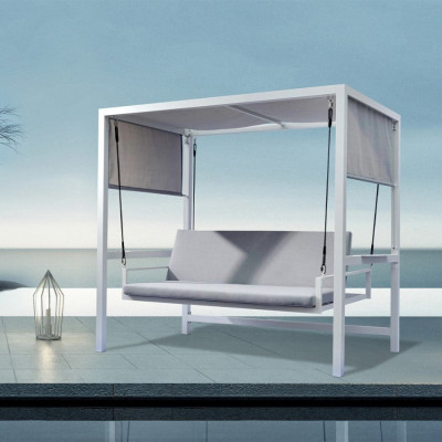 Dondolo da giardino 3 posti con baldacchino in alluminio SkySwing