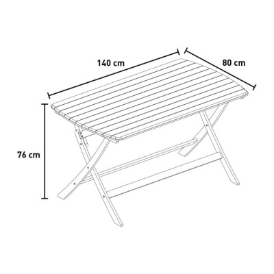 Tavolo pieghevole in legno rettangolare 140x80 cm per esterno Recta