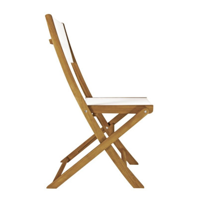 Sedia pieghevole in legno con seduta in tela bianca per giardino Tela