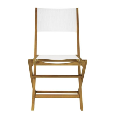 Sedia pieghevole in legno con seduta in tela bianca per giardino Tela