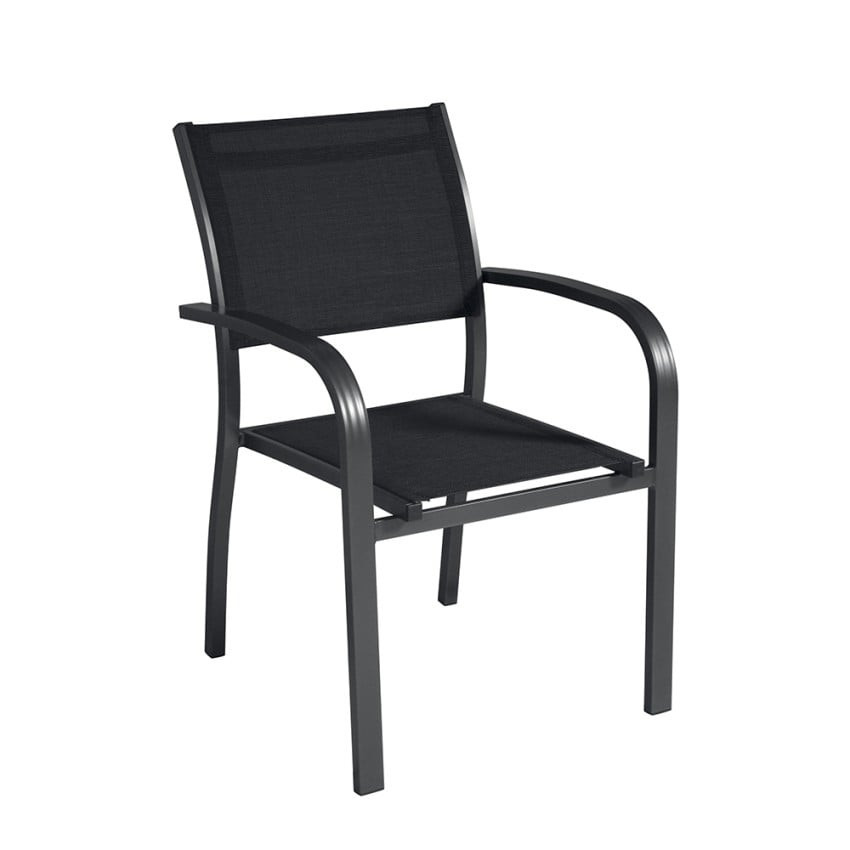 Sedia da giardino in alluminio e textilene con braccioli Alutex
