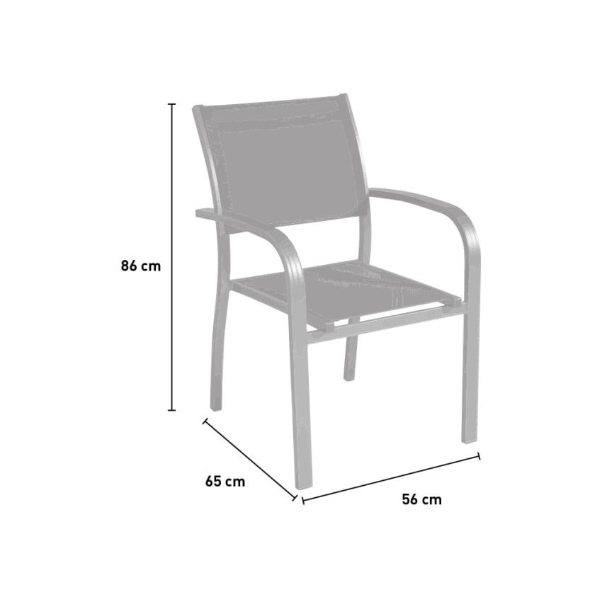 Sedia da giardino in alluminio e textilene con braccioli Alutex