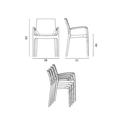 22 sedie impilabili da interno ed esterno design moderno Ortensia