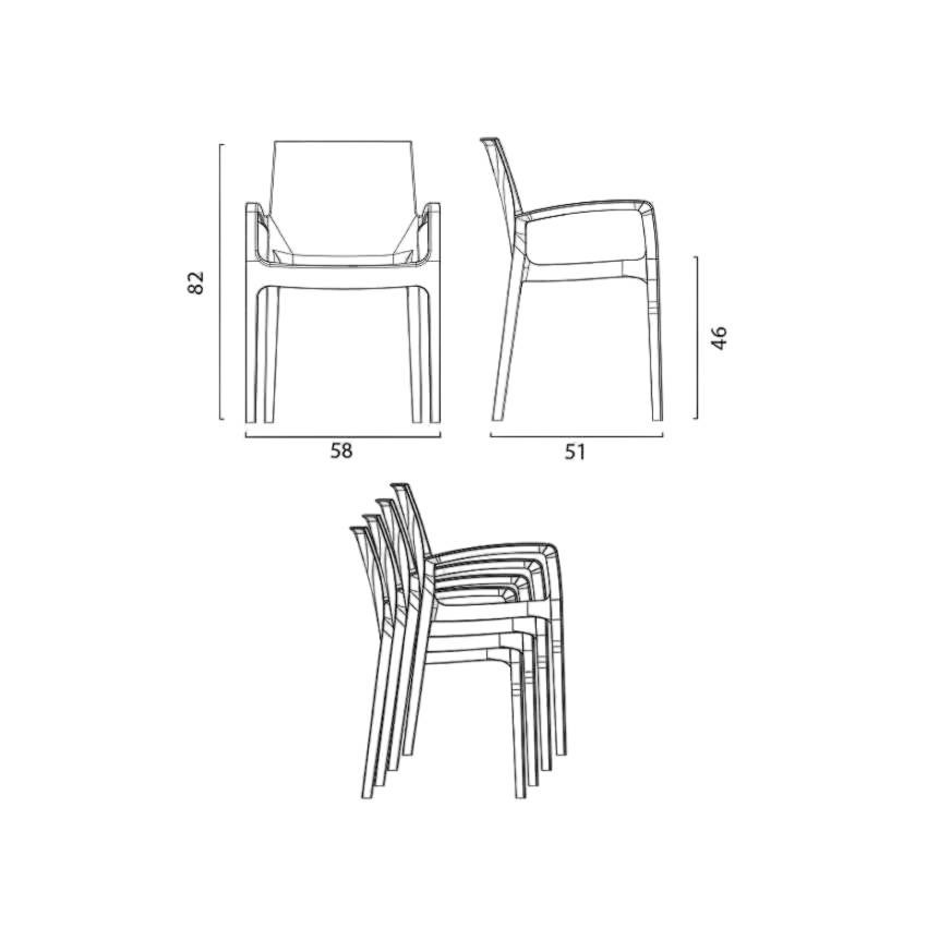 22 sedie impilabili da interno ed esterno design moderno Ortensia