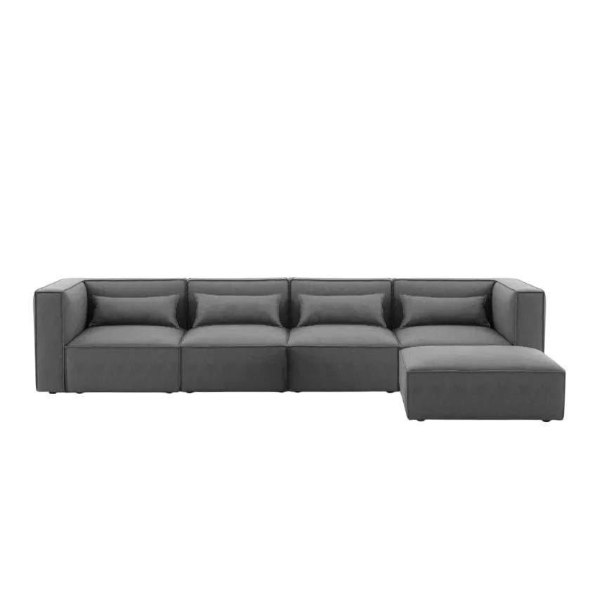 Divano 4 posti modulare moderno in tessuto con chaise longue Betulla