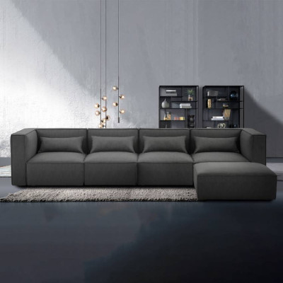 Divano 4 posti modulare moderno in tessuto con chaise longue Betulla