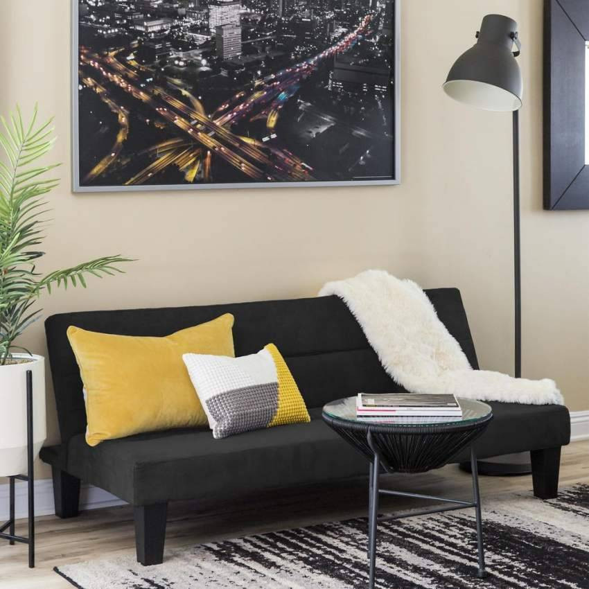Divano letto 2 posti clic clac in microfibra effetto velluto Platano