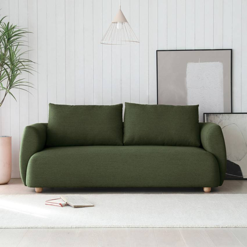 Divano 3 posti in tessuto stile nordico moderno verde Bonsai Kauri