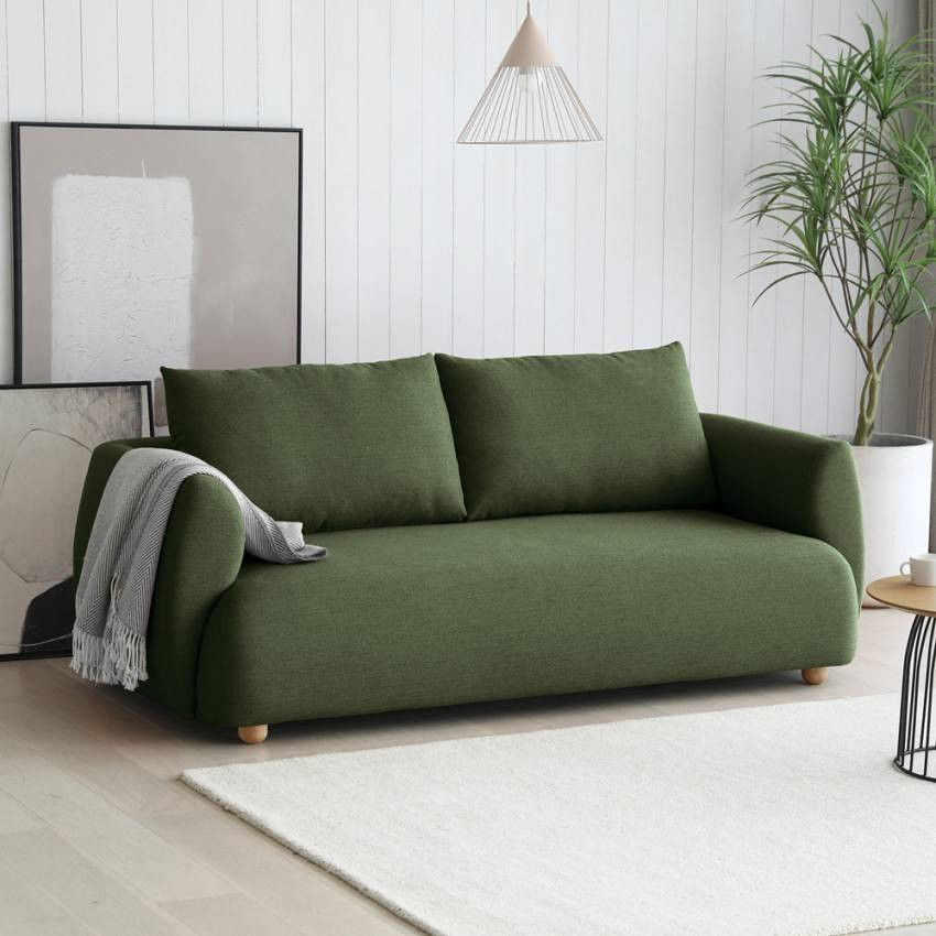 Divano 3 posti in tessuto stile nordico moderno verde Bonsai Kauri