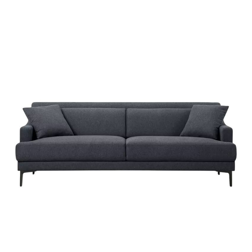 Divano 3 posti confortevole design piedi metallo tessuto nero Dracena