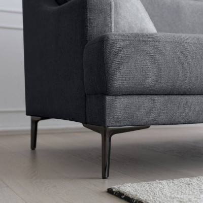 Divano 3 posti confortevole design piedi metallo tessuto nero Dracena