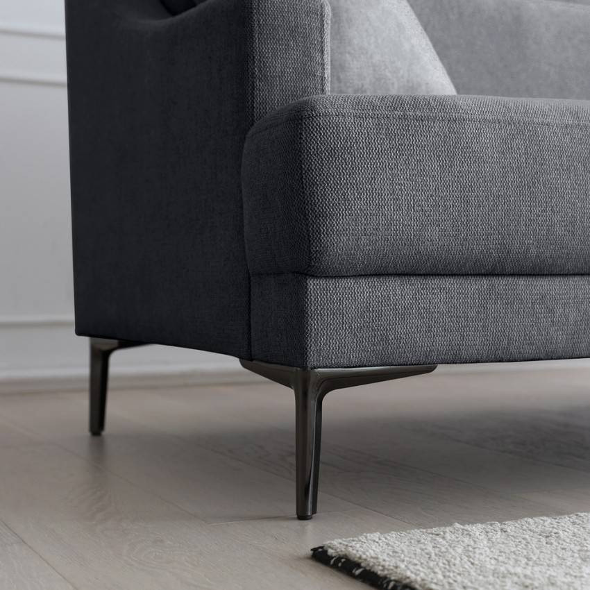 Divano 3 posti confortevole design piedi metallo tessuto nero Dracena