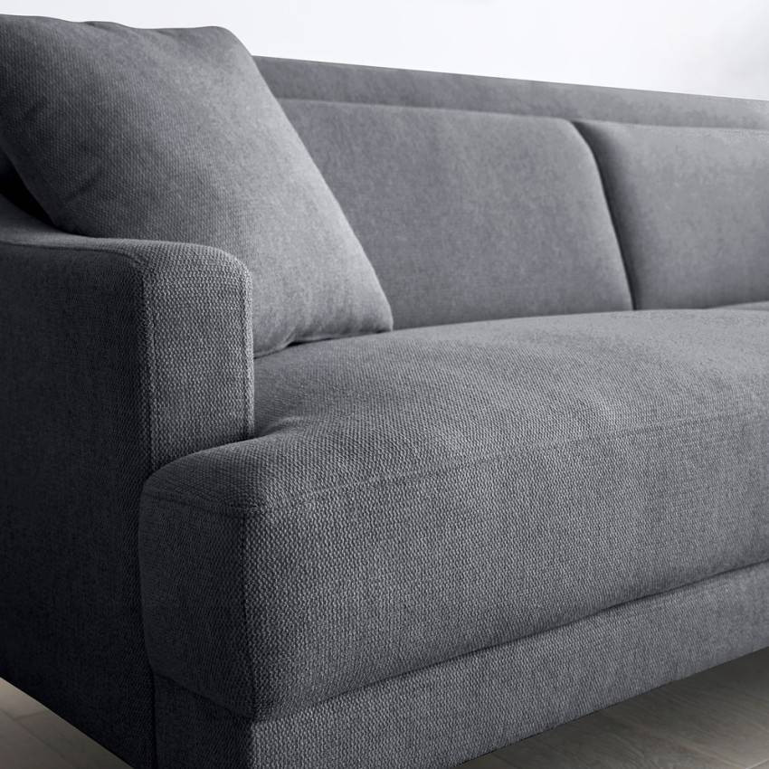 Divano 3 posti confortevole design piedi metallo tessuto nero Dracena