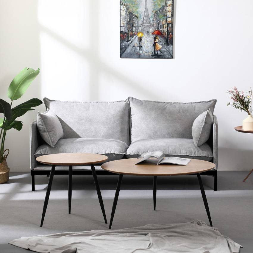 Divano 2 posti imbottito in tessuto grigio design moderno Araucaria