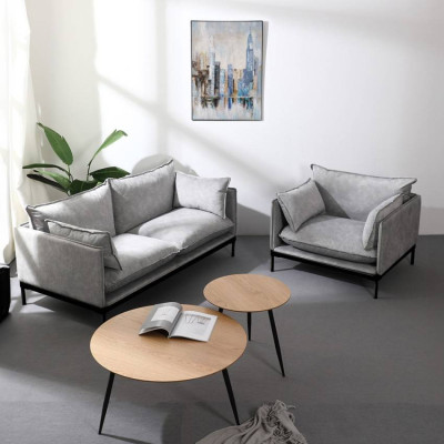 Divano 2 posti imbottito in tessuto grigio design moderno Araucaria