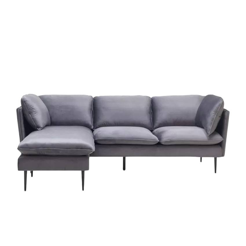 Divano ad angolo 3 posti modulabile grigio piedi neri Cinnamomum