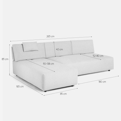 Divano ad angolo modulare 3 posti beige chaise longue Pino marittimo