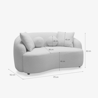 Divano fisso 2 posti tessuto bouclé design moderno Abete di Douglas