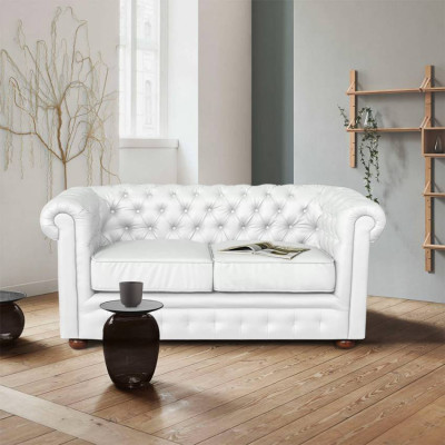 Divano 2 posti capitonnato similpelle stile Chesterfield Liquidambar
