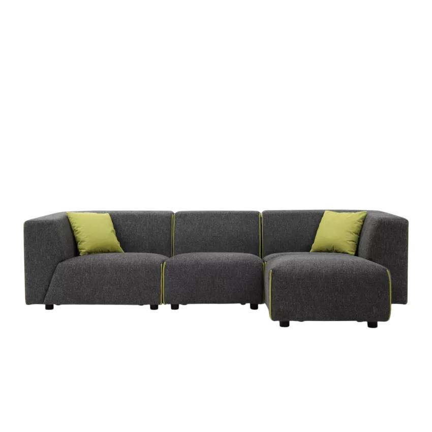 Divano modulare 3 posti in tessuto stile moderno chaise longue Olmo
