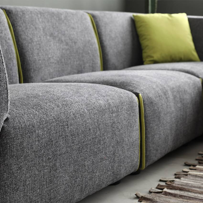Divano modulare 3 posti in tessuto stile moderno chaise longue Olmo