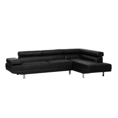 Divano ad angolo similpelle grigia chaise longue poggiatesta Tiglio