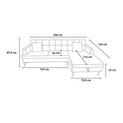 Divano ad angolo 3 posti tessuto chaise longue contenitore Salice