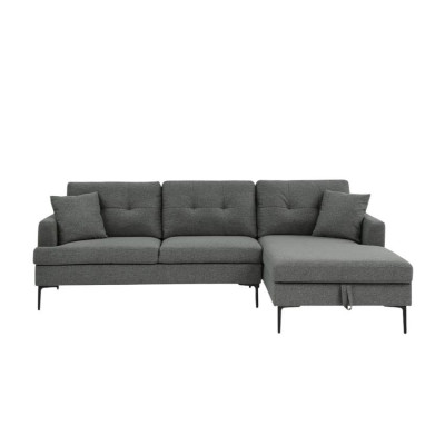 Divano ad angolo 3 posti tessuto chaise longue contenitore Salice