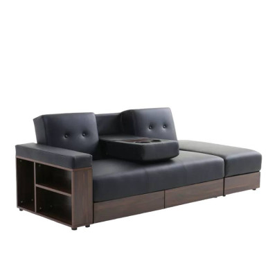 Divano letto 3 posti pouf portabicchieri e contenitore Ginepro