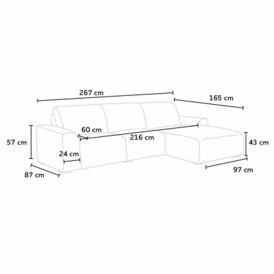 Divano ad angolo destro chaise longue 3 posti tessuto Ginkgo biloba