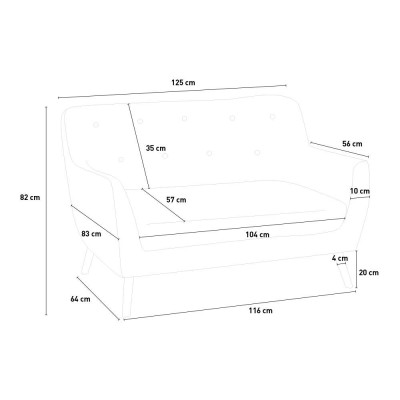 Divano 2 posti in tessuto stile scandinavo confortevole moderno Gelso