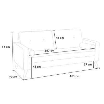 Divano 3 posti stile scandinavo moderno tessuto confortevole Thuja